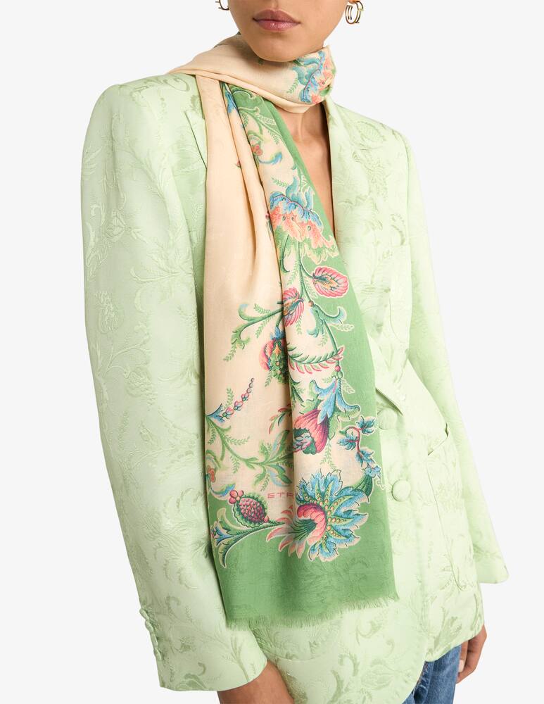 rinascente ETRO Cotton-Blend jacquard scarf with floral motif