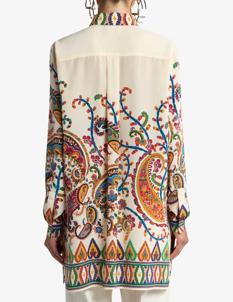 rinascente ETRO Long silk shirt with placed floral paisley print