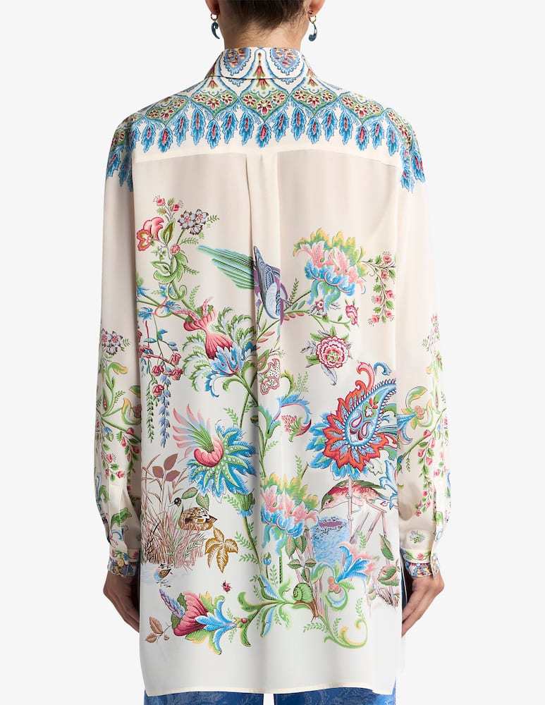 rinascente ETRO Long silk shirt with placed floral print
