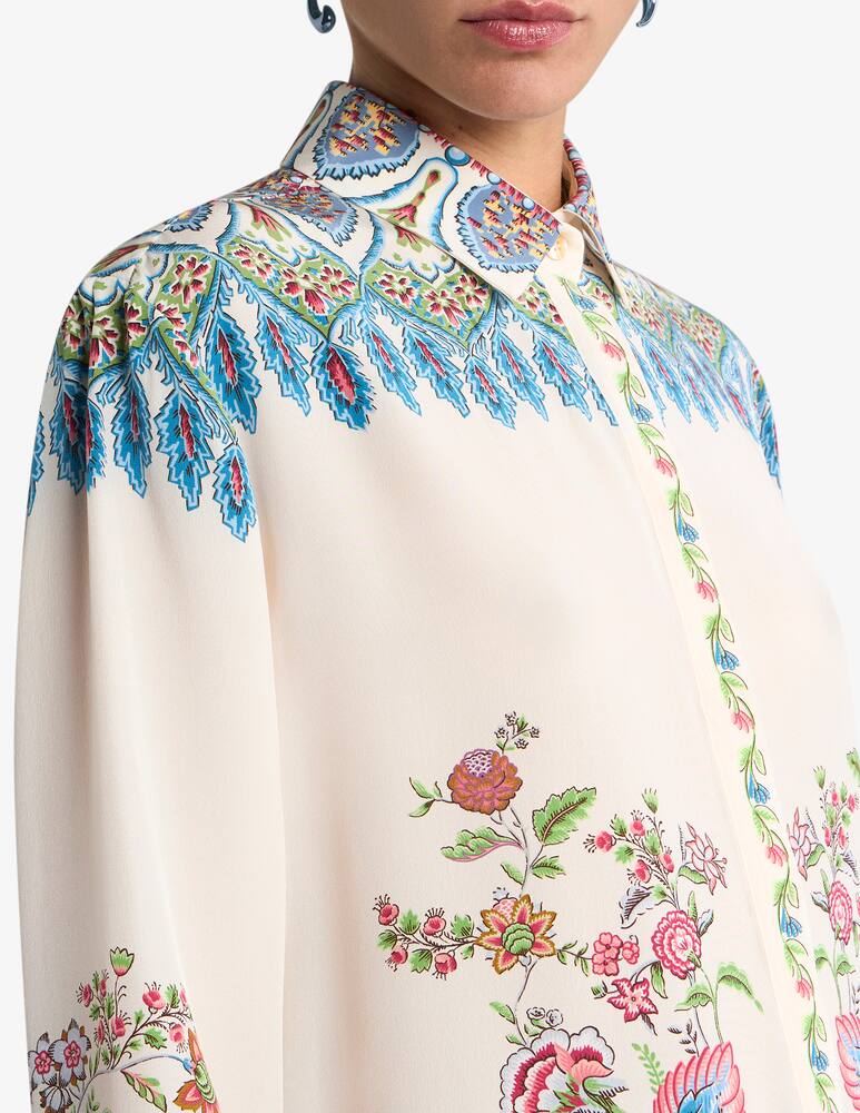 rinascente ETRO Long silk shirt with placed floral print
