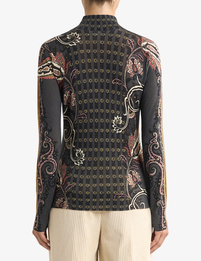 rinascente ETRO Maglia a collo alto in seta e cashmere con motivo paisley floreale
