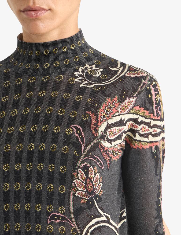 rinascente ETRO Maglia a collo alto in seta e cashmere con motivo paisley floreale