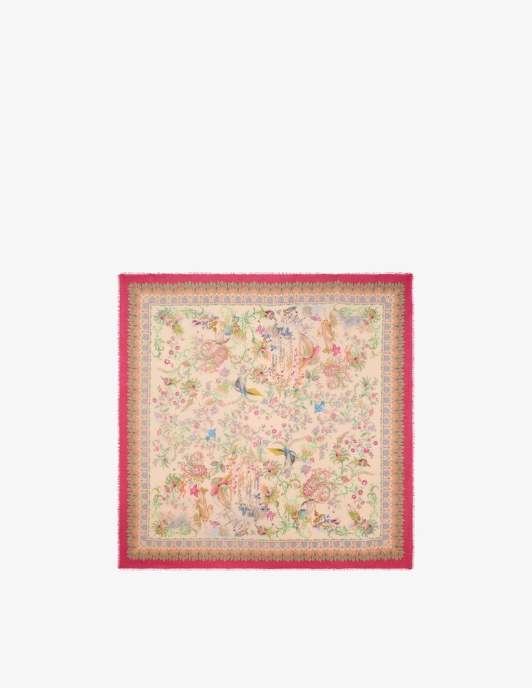 rinascente ETRO Cashmere-Blend shawl with flora and fauna motif