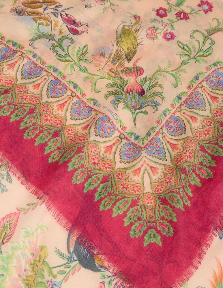 rinascente ETRO Cashmere-Blend shawl with flora and fauna motif