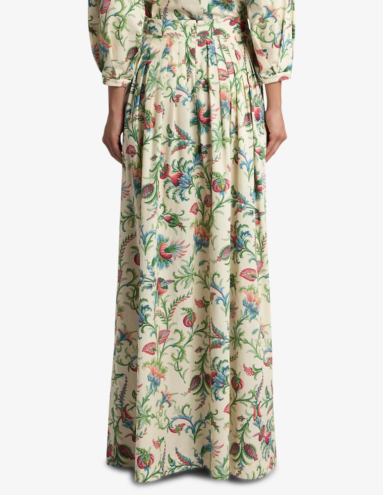 rinascente ETRO Pleated cotton maxi skirt with floral motif