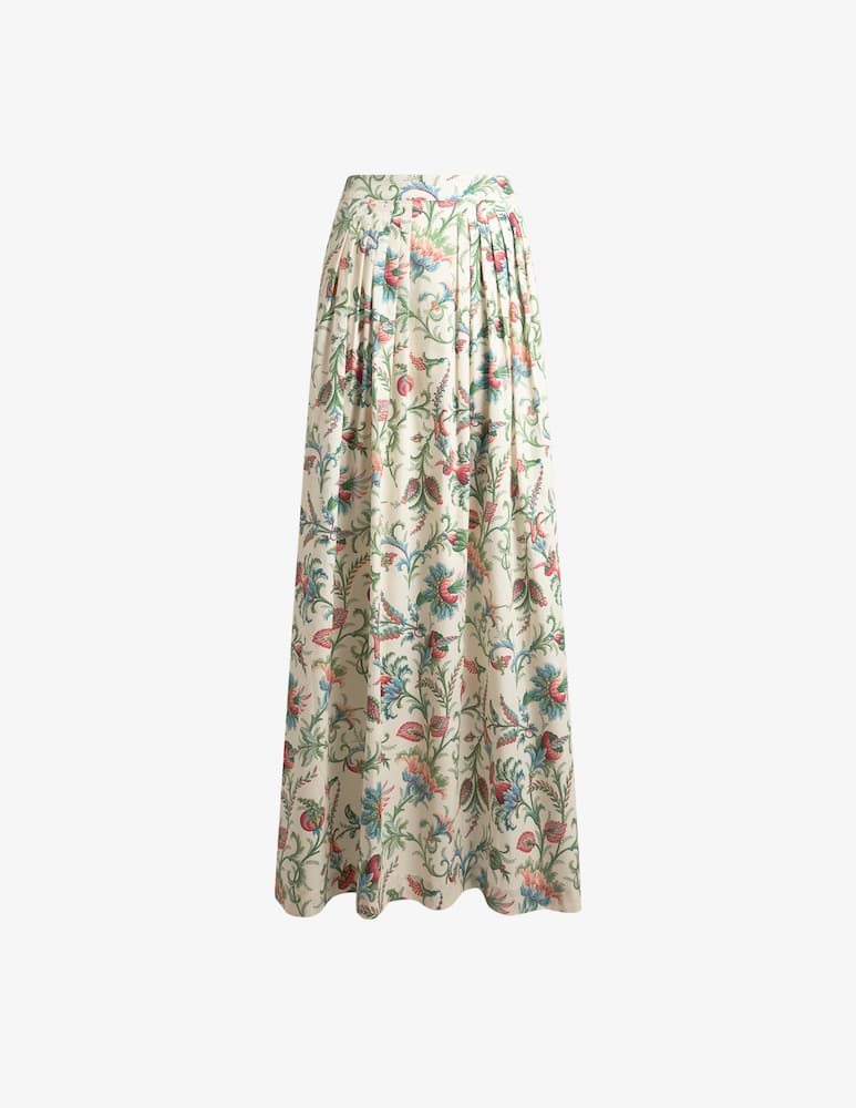 rinascente ETRO Pleated cotton maxi skirt with floral motif
