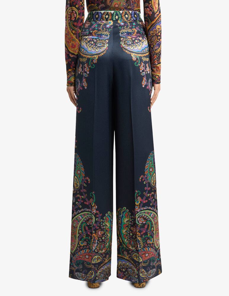 ETRO Wide-Leg trousers in envers satin fabric with placed print - picture 3