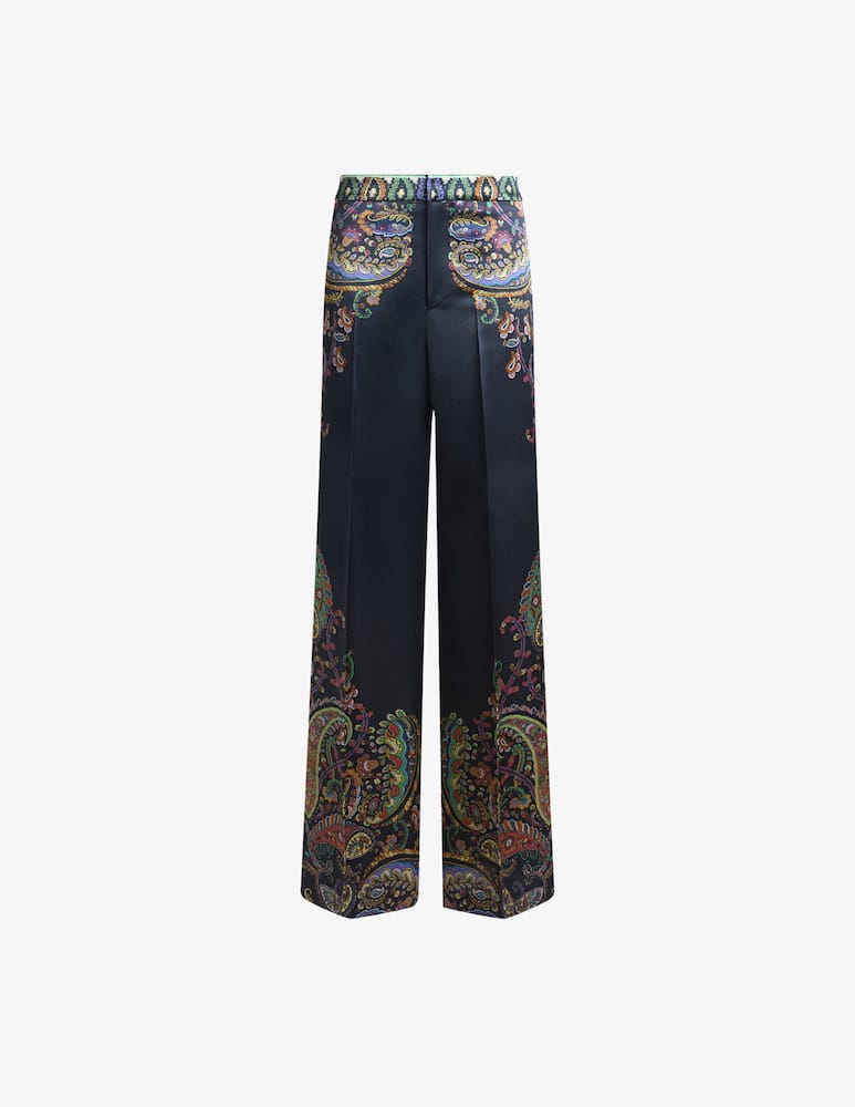 ETRO Wide-Leg trousers in envers satin fabric with placed print - picture 5