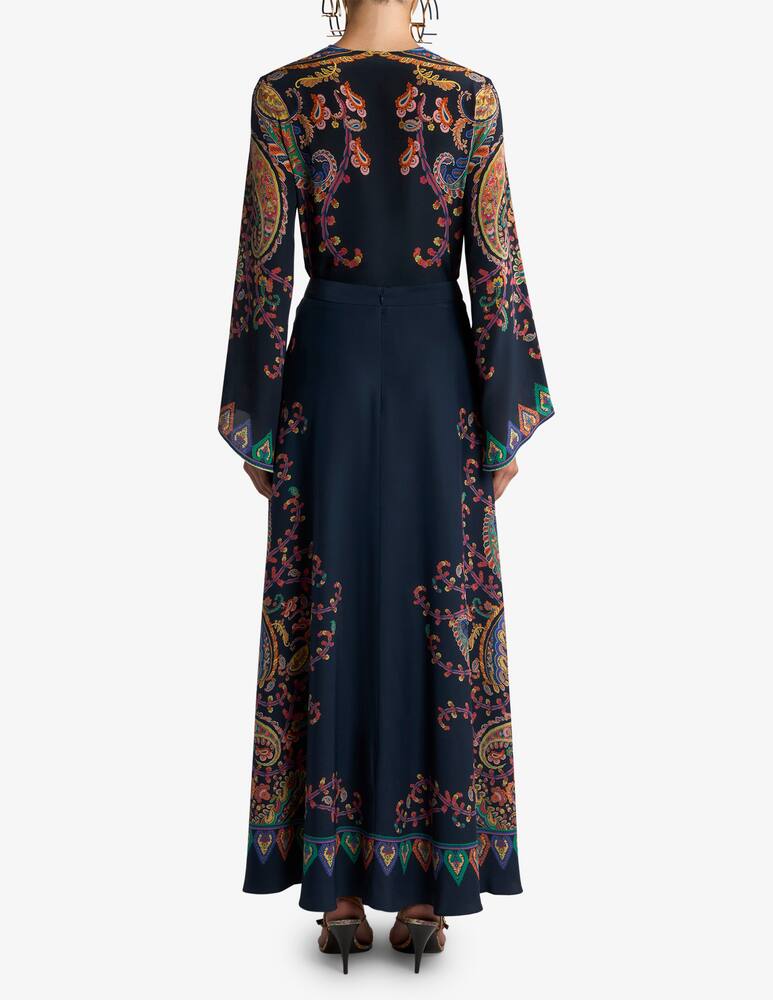 rinascente ETRO Gonna lunga in seta con stampa piazzata paisley floreale