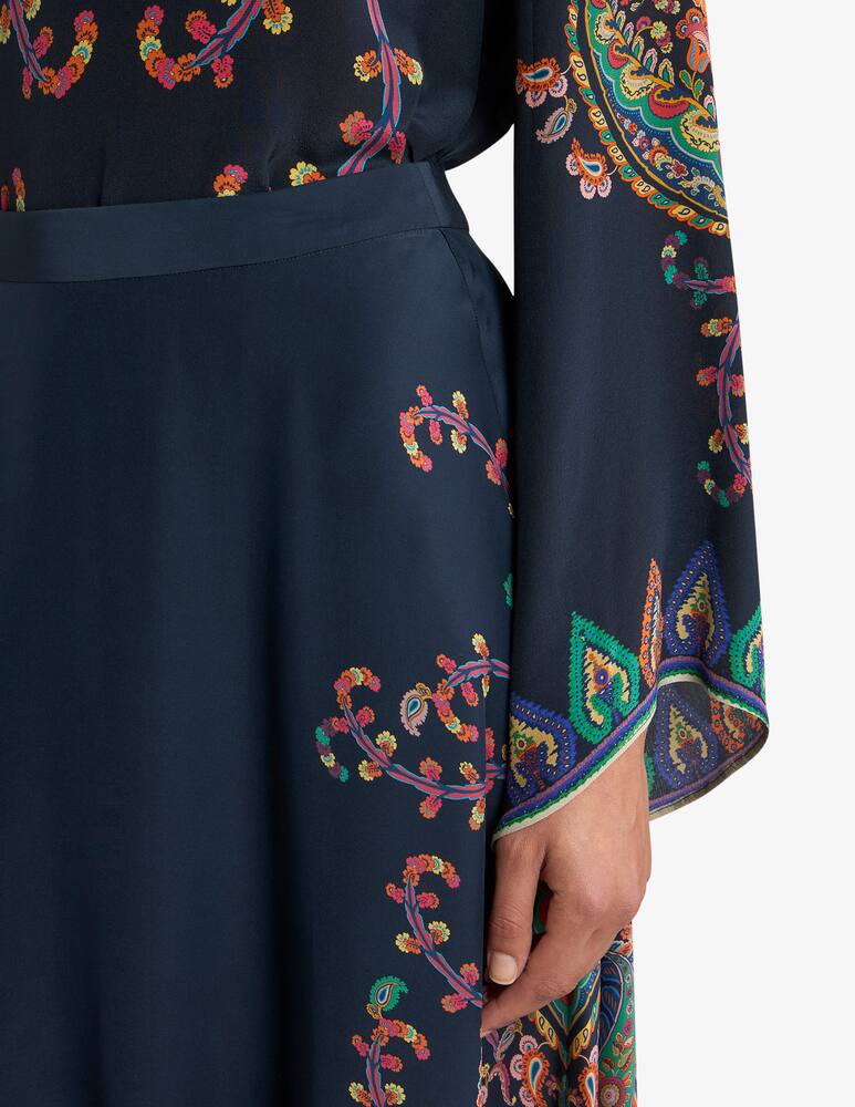 rinascente ETRO Gonna lunga in seta con stampa piazzata paisley floreale