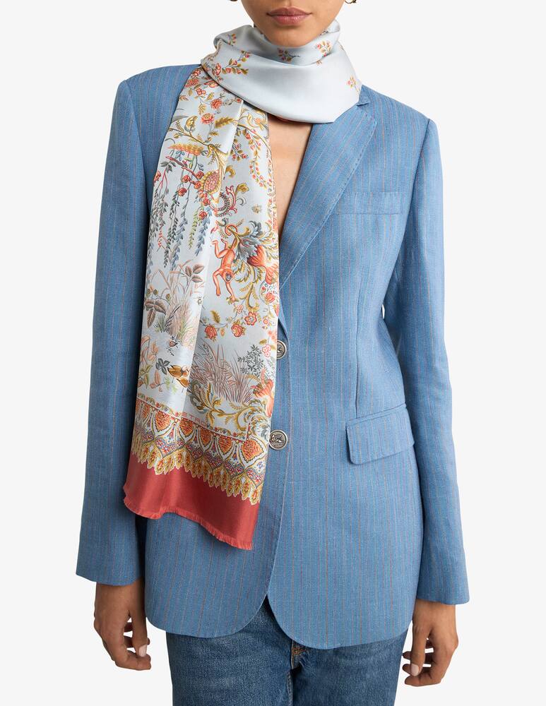 rinascente ETRO Silk scarf with flora and fauna motif