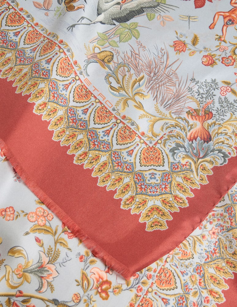 rinascente ETRO Silk scarf with flora and fauna motif
