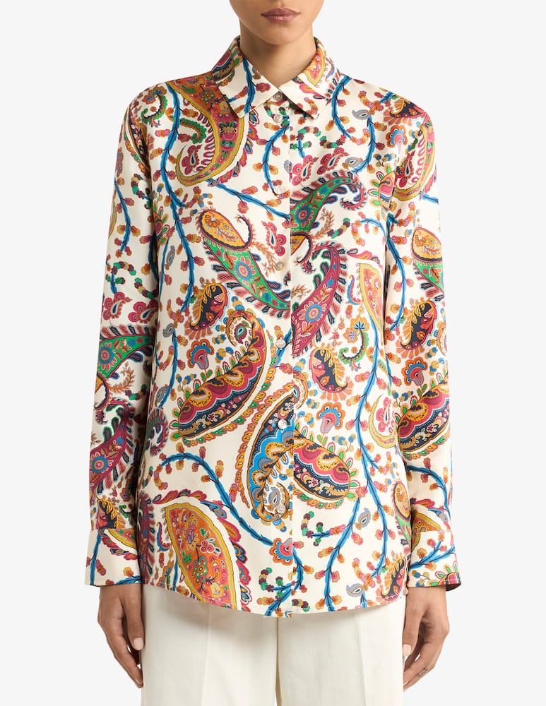 rinascente ETRO Silk twill shirt with floral paisley motif