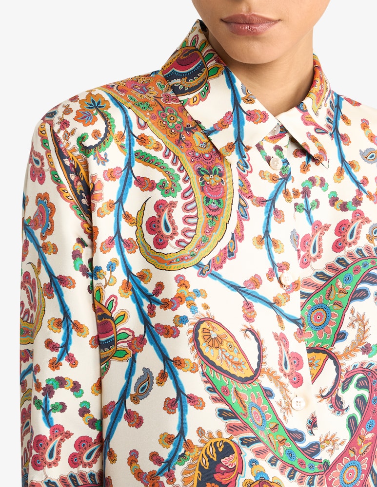 rinascente ETRO Silk twill shirt with floral paisley motif