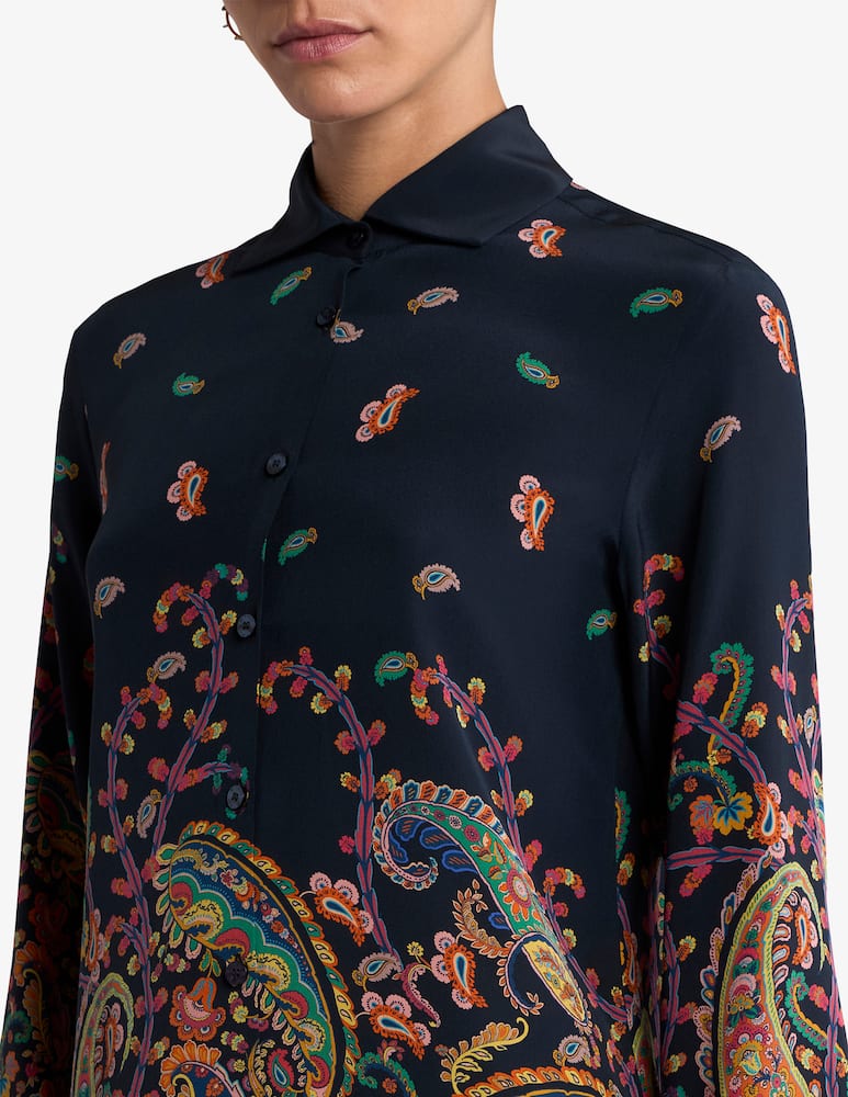 rinascente ETRO Silk shirt with placed floral paisley print