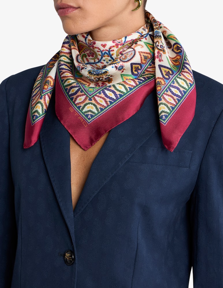 rinascente ETRO Silk scarf with floral paisley and medallion motif