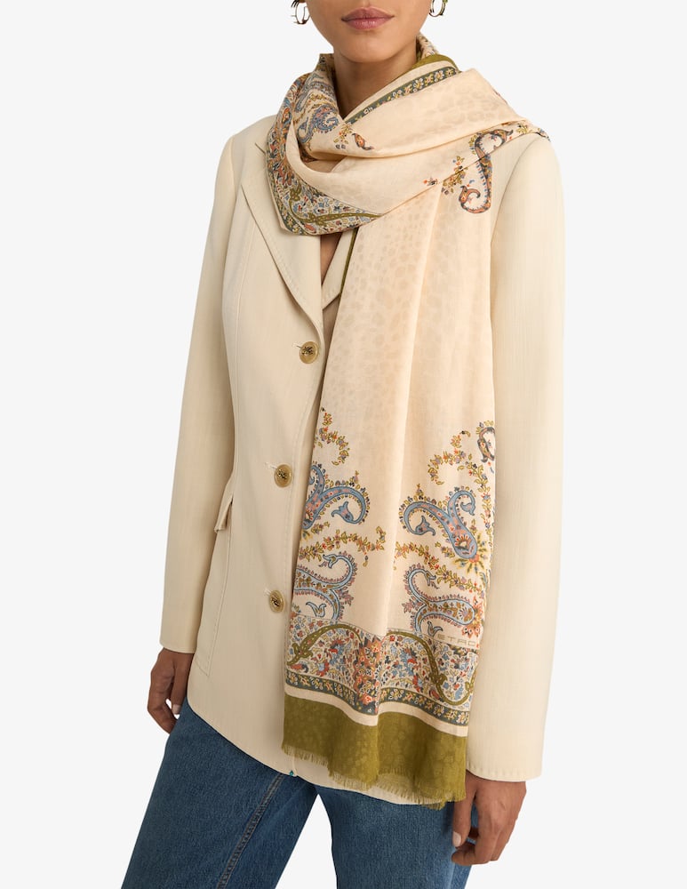 ETRO Cotton-Blend jacquard scarf with floral motif - picture 2 ETRO Cotton-Blend jacquard scarf with floral motif - picture 2