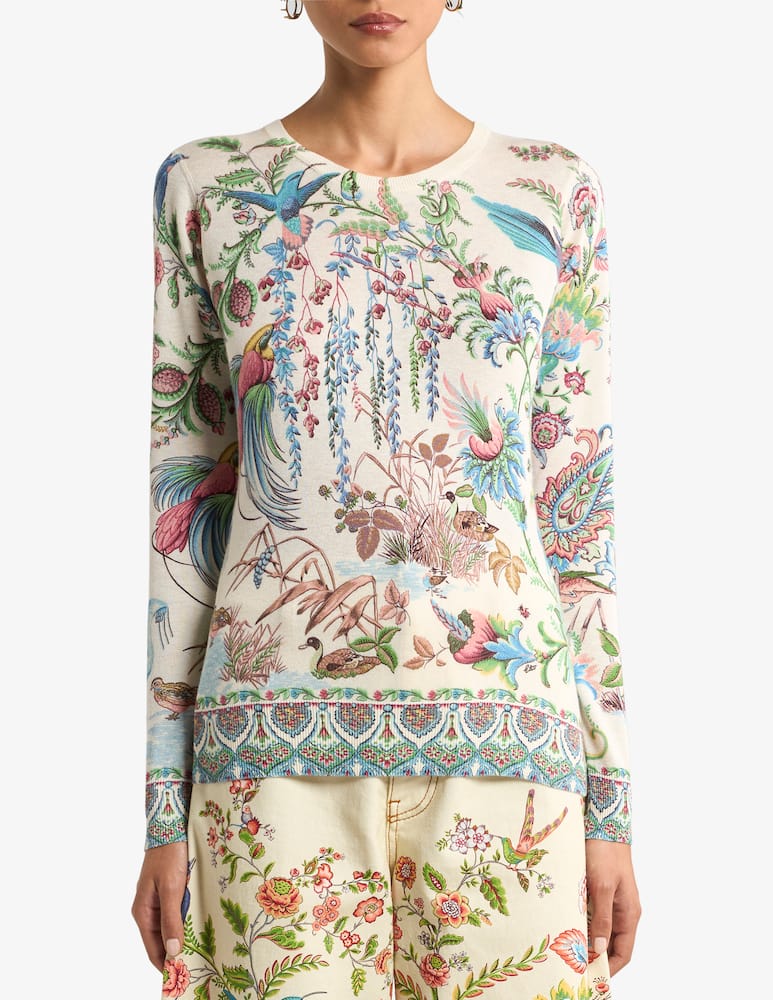 rinascente ETRO Silk and cashmere sweater with flora and fauna motif