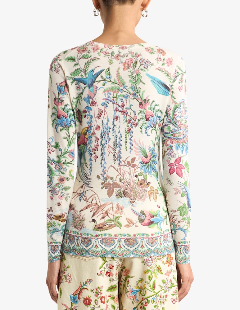 rinascente ETRO Silk and cashmere sweater with flora and fauna motif