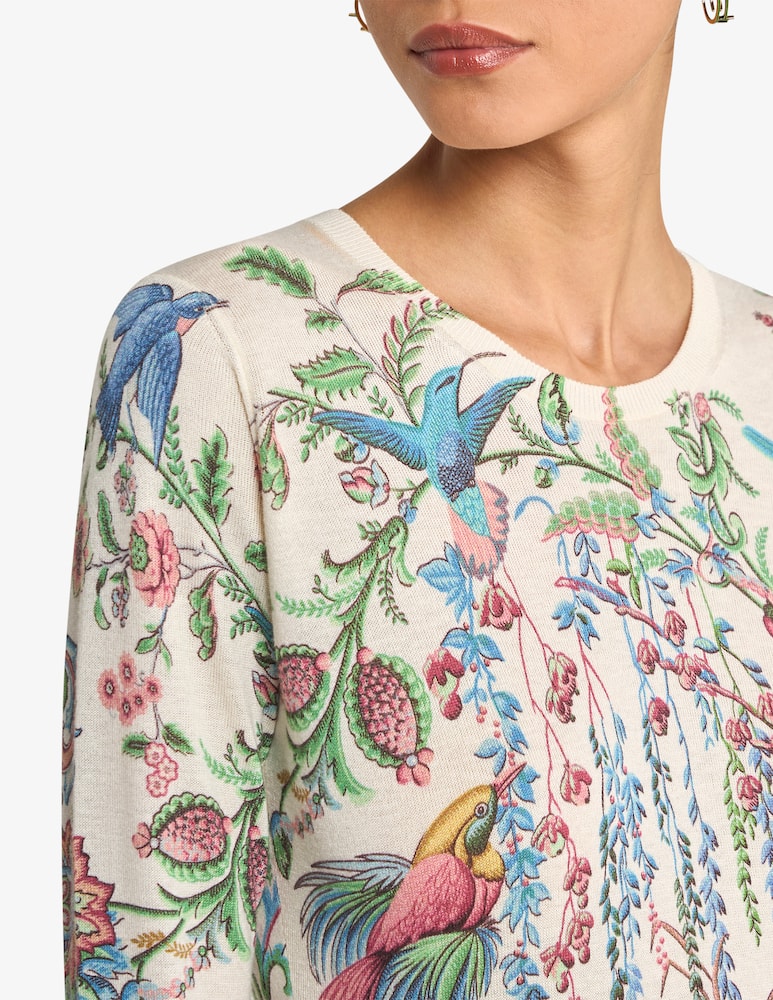rinascente ETRO Silk and cashmere sweater with flora and fauna motif
