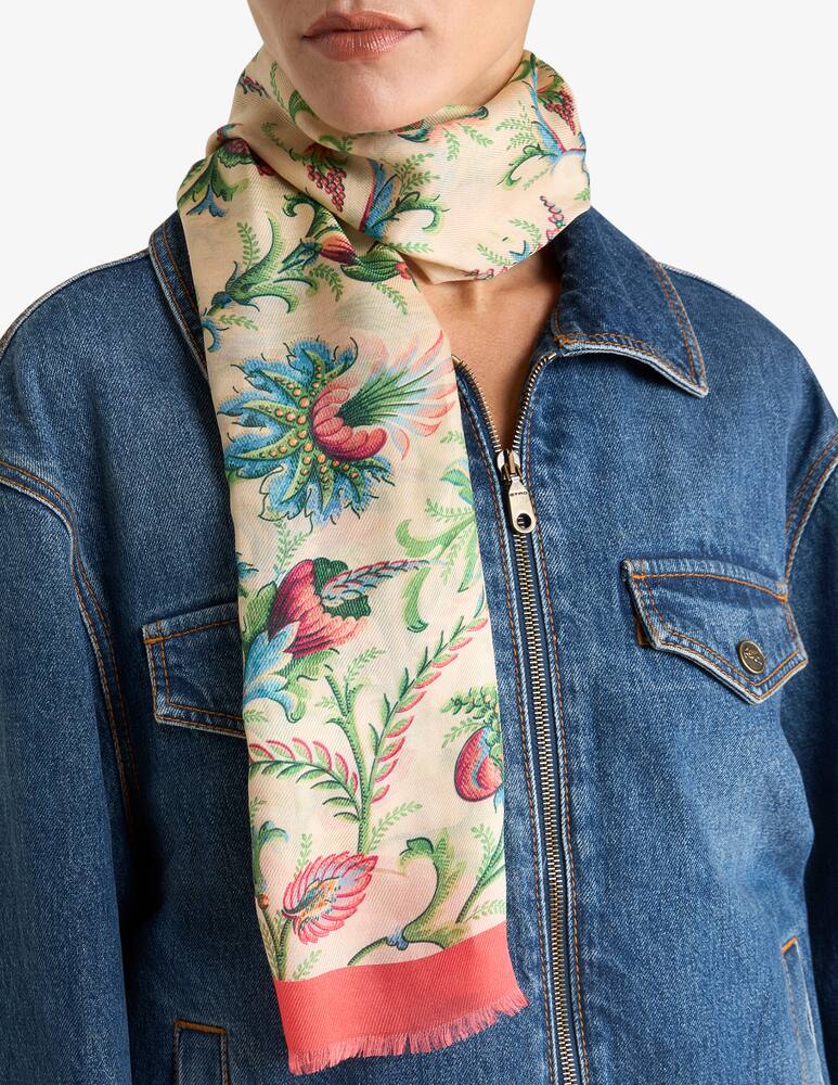 rinascente ETRO Cotton and silk scarf with floral motif