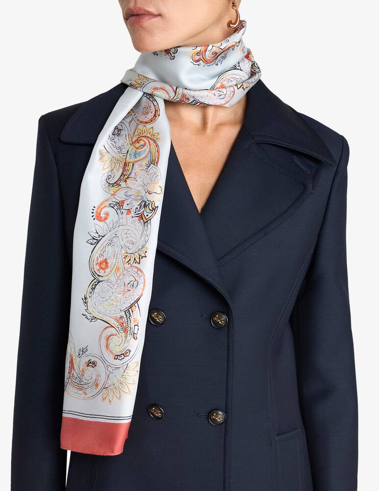 rinascente ETRO Silk scarf with logo and floral paisley motif