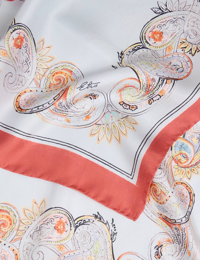 rinascente ETRO Silk scarf with logo and floral paisley motif