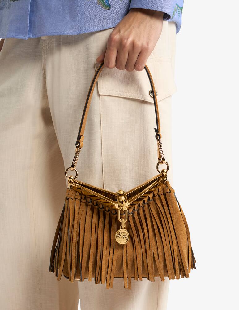 rinascente ETRO Borsa Vela piccola in suede con frange
