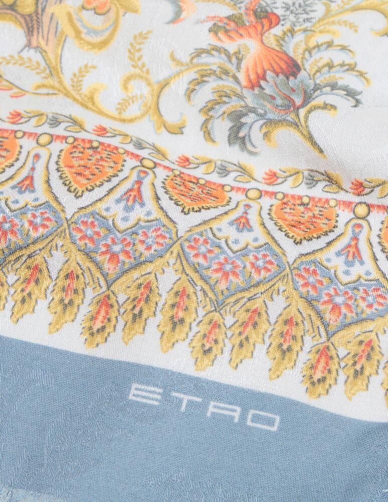 rinascente ETRO Cotton-Blend jacquard scarf with flora and fauna motif