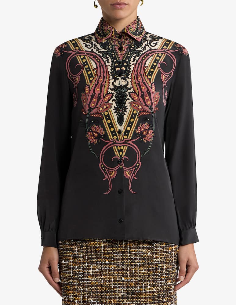 rinascente ETRO Camicia in seta con stampa piazzata paisley floreale