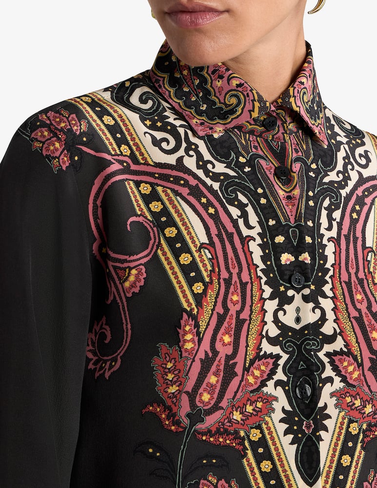 rinascente ETRO Camicia in seta con stampa piazzata paisley floreale