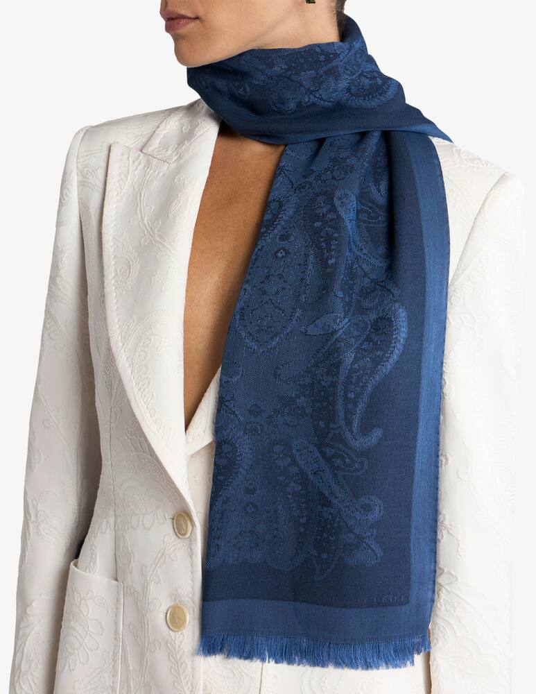 rinascente ETRO Cotton-Blend jacquard scarf with paisley motif