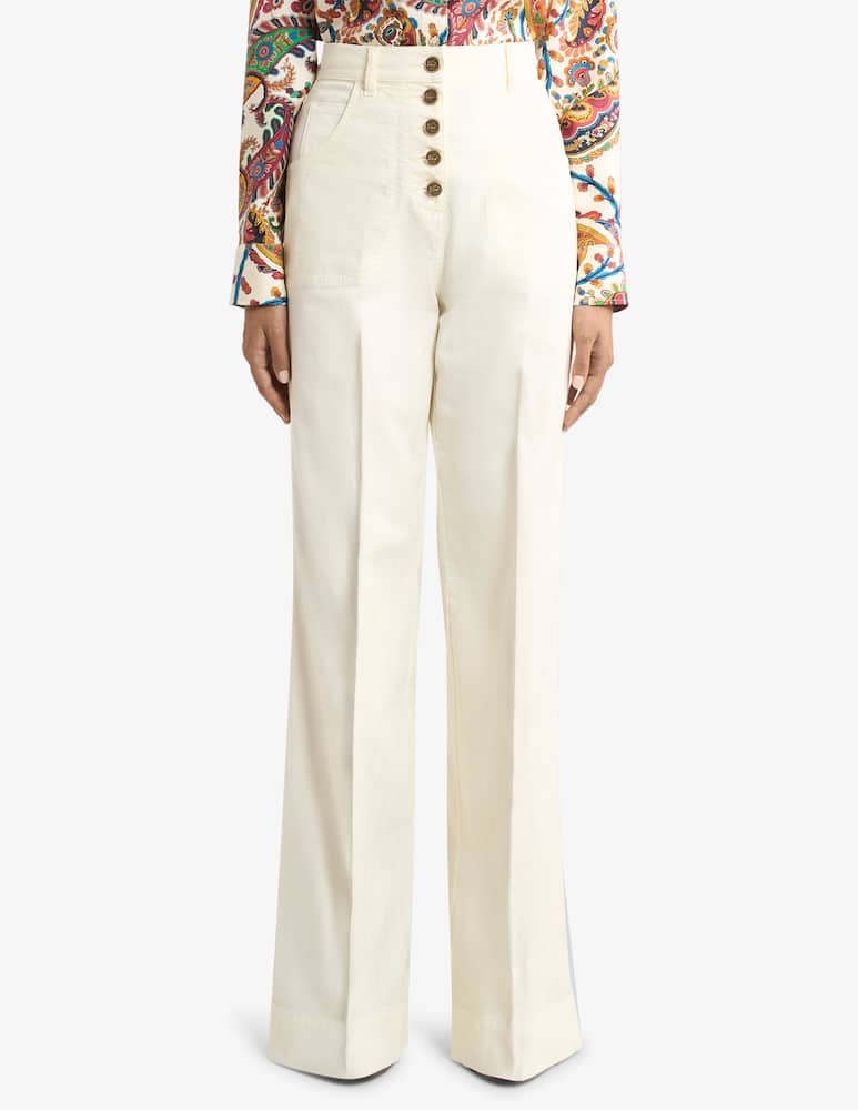 ETRO Flared stretch cotton denim jeans with pegaso buttons - picture 1 ETRO Flared stretch cotton denim jeans with pegaso buttons - picture 1