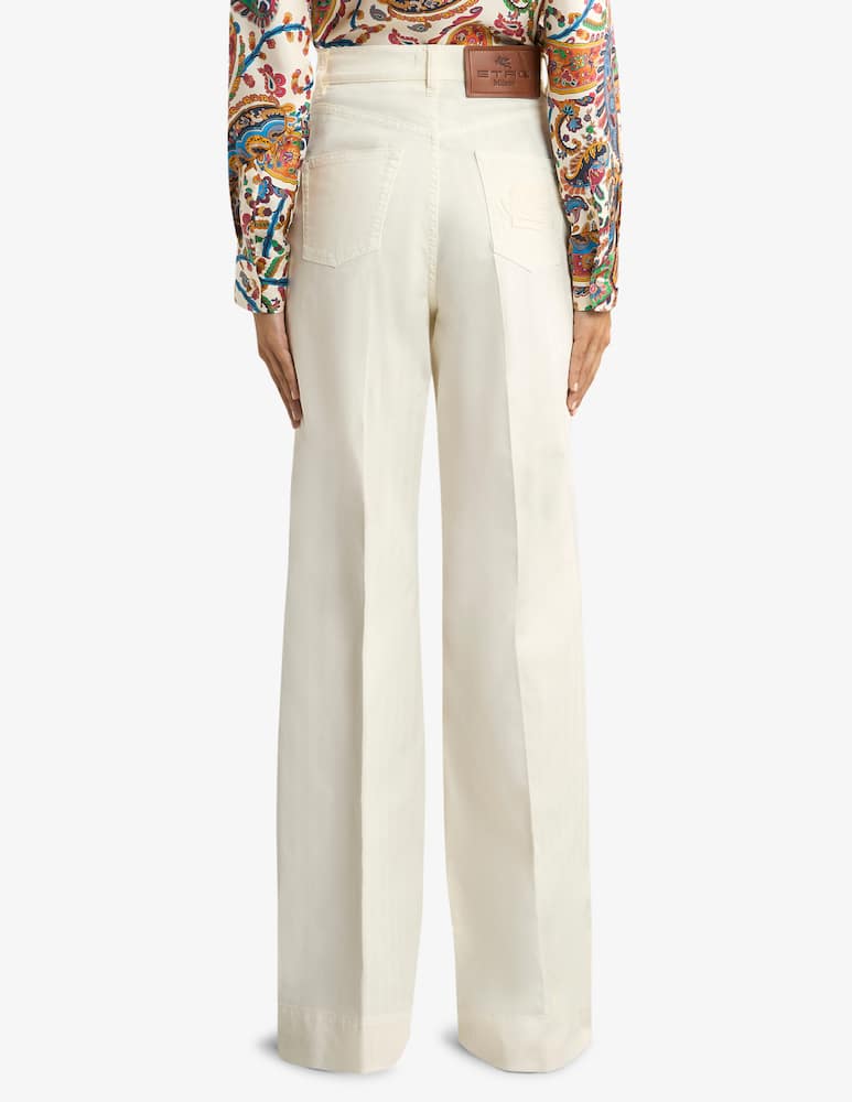 rinascente ETRO Flared stretch cotton denim jeans with pegaso buttons