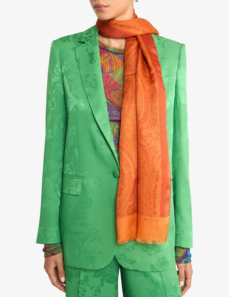 rinascente ETRO Cotton and silk scarf with paisley motif
