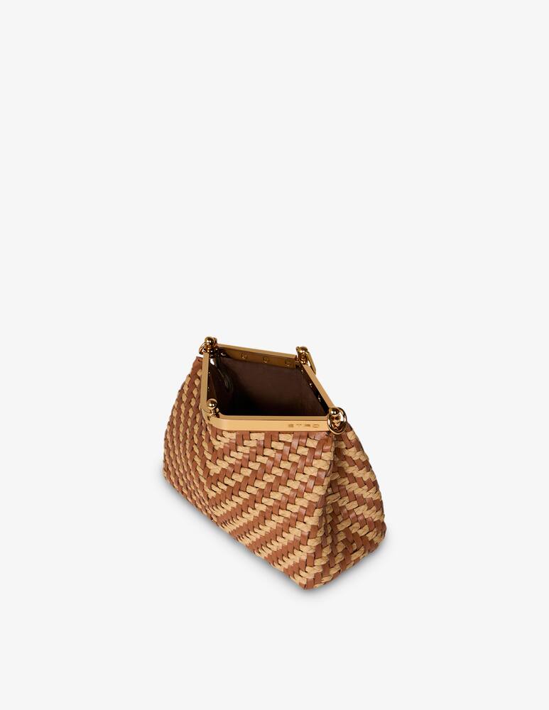 rinascente ETRO Borsa Vela piccola in rafia e pelle intrecciata