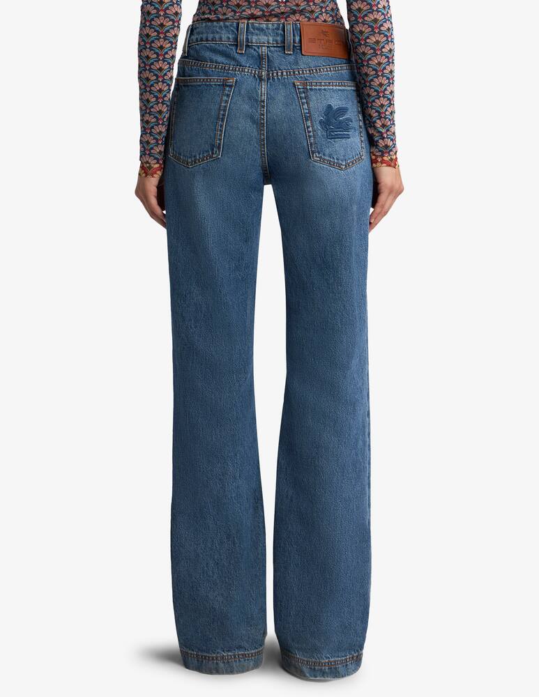 rinascente ETRO Flared denim jeans with pegaso embroidery