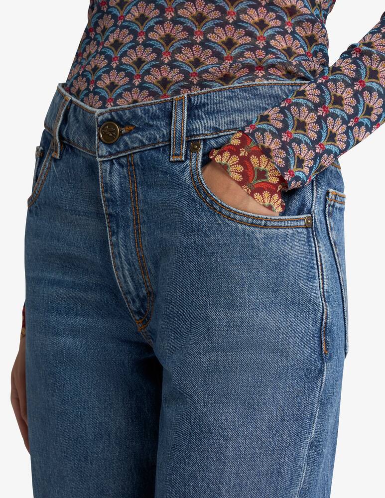 rinascente ETRO Flared denim jeans with pegaso embroidery