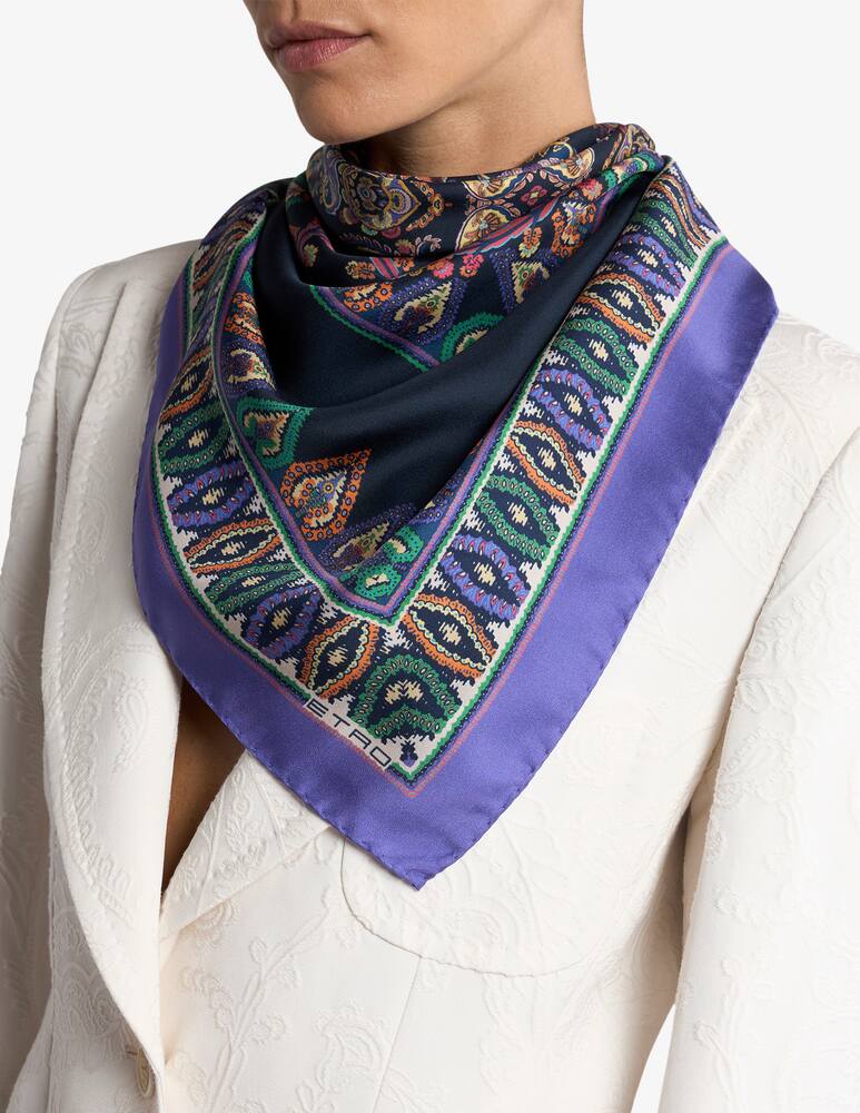 rinascente ETRO Silk scarf with geometric and medallion motif
