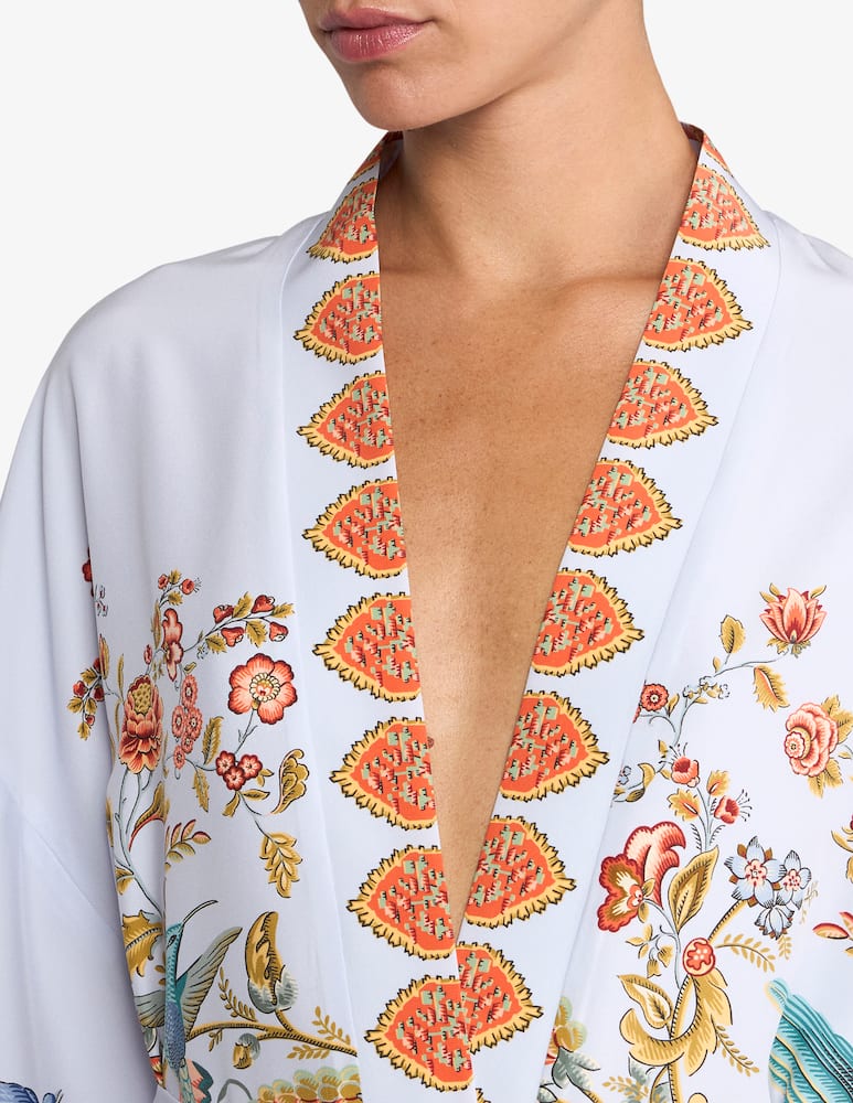 rinascente ETRO Kimono in seta con stampa piazzata flora e fauna