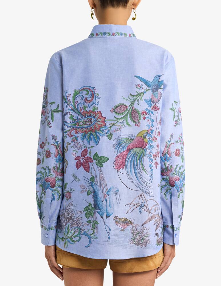 rinascente ETRO Oxford cotton shirt with placed flora and fauna print