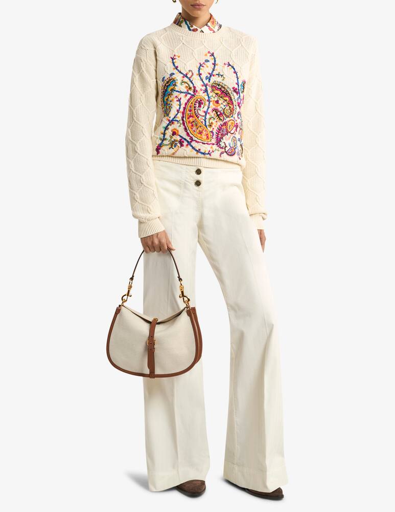 rinascente ETRO Cotton-Blend sweater with floral paisley embroidery