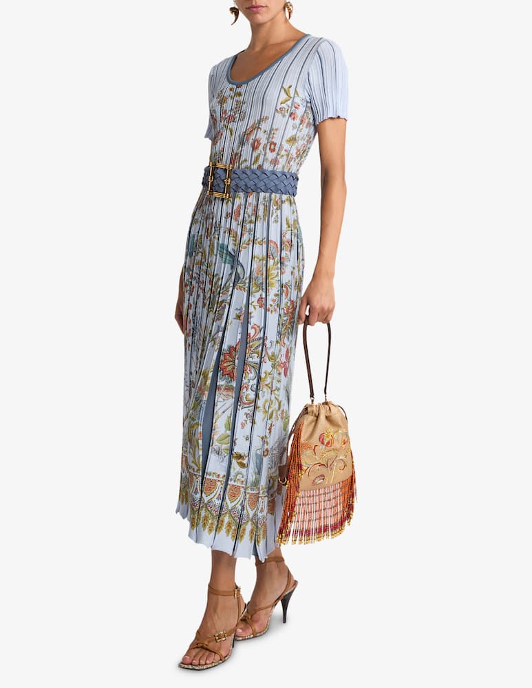 ETRO Abito midi in misto cotone plissé con stampa - immagine 1 ETRO Abito midi in misto cotone plissé con stampa - immagine 1