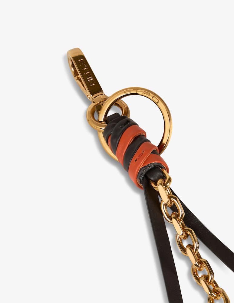 rinascente ETRO Leather charm with chain and pegaso coin