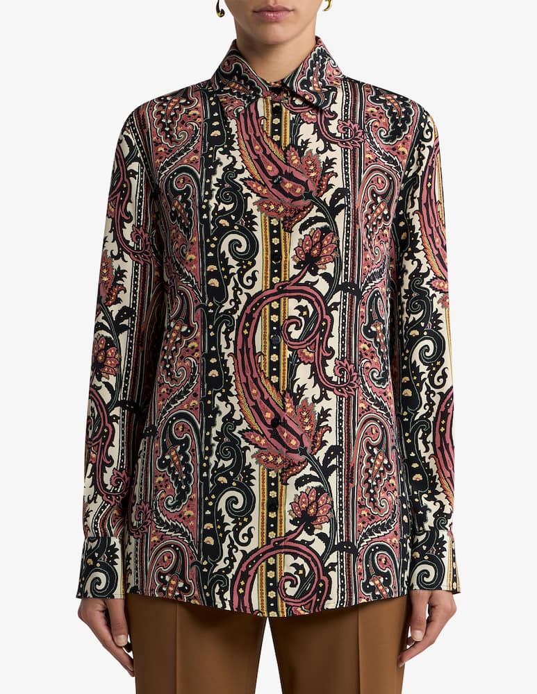 rinascente ETRO Camicia in seta con motivo paisley ramage