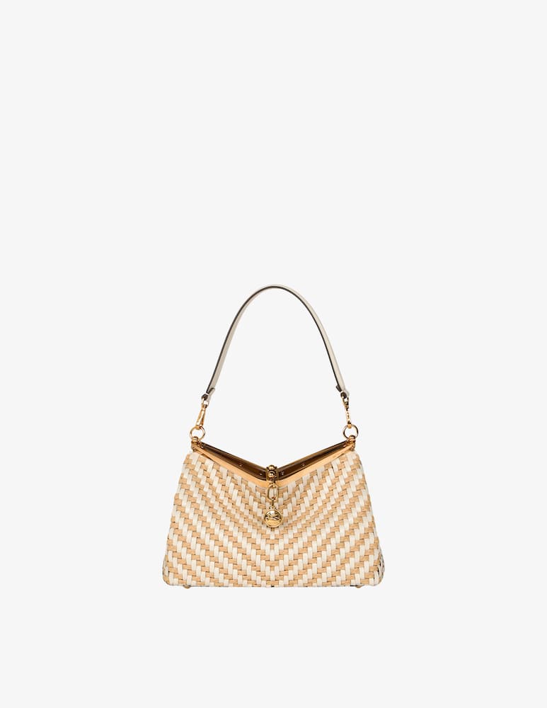 ETRO Medium woven leather and raffia Vela bag - picture 1 ETRO Medium woven leather and raffia Vela bag - picture 1