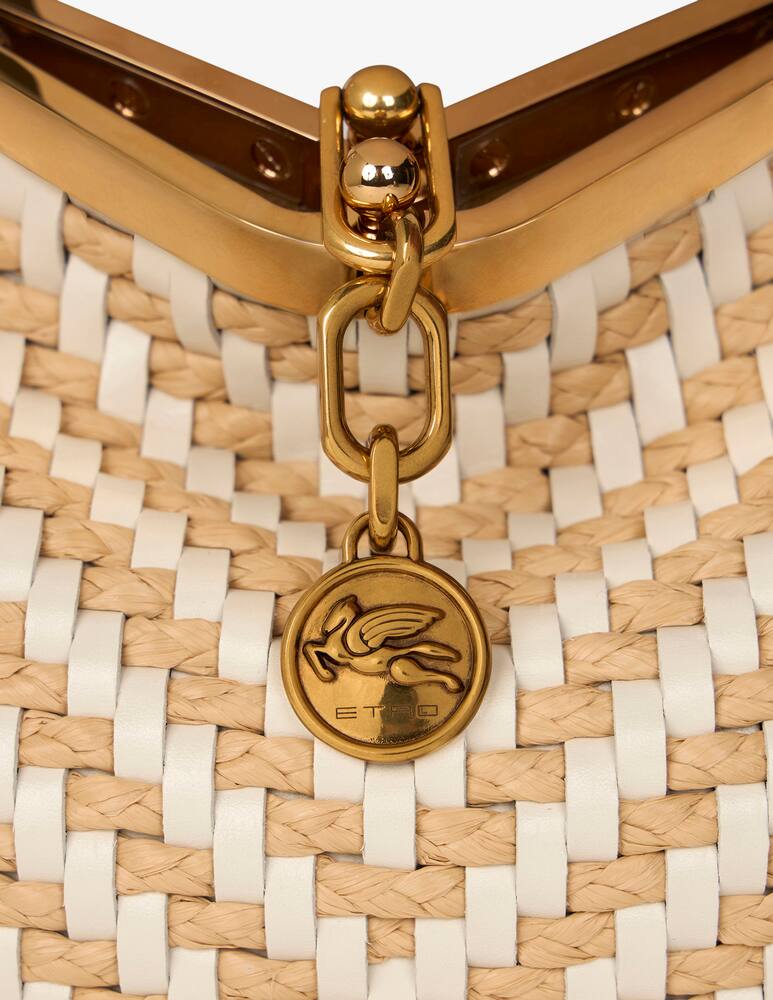 rinascente ETRO Borsa Vela media in rafia e pelle intrecciata