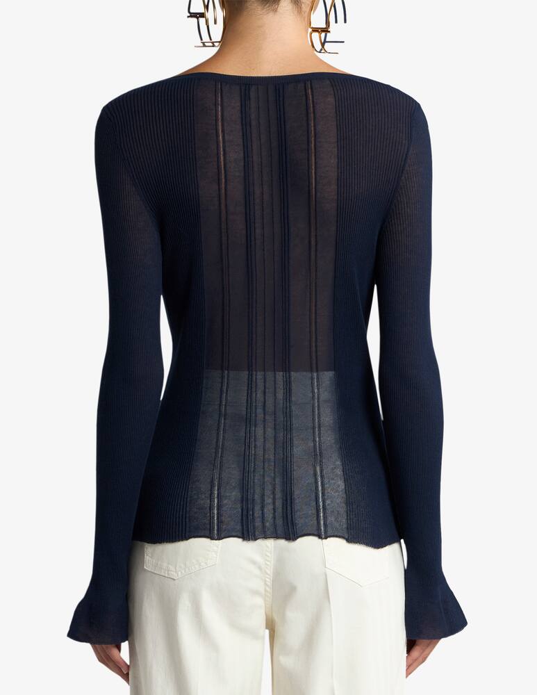 rinascente ETRO See-Through cotton-blend jacquard sweater with boat neck