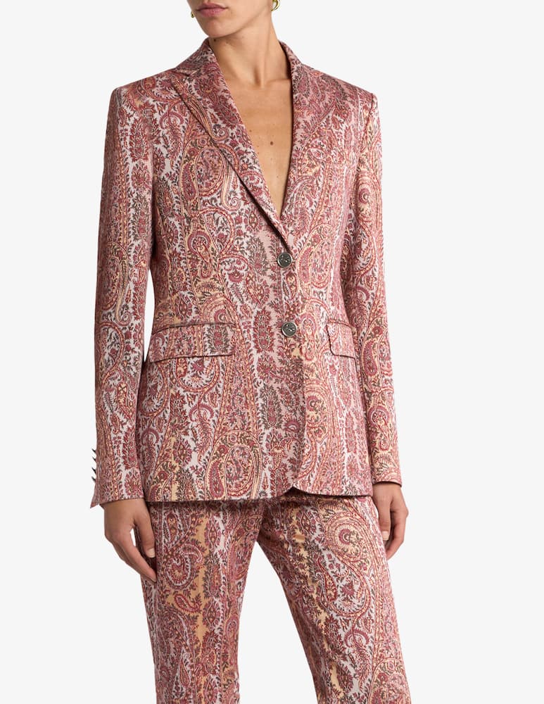 ETRO Single-Breasted cotton-blend jacquard jacket with paisley foliage motif - picture 1 ETRO Single-Breasted cotton-blend jacquard jacket with paisley foliage motif - picture 1
