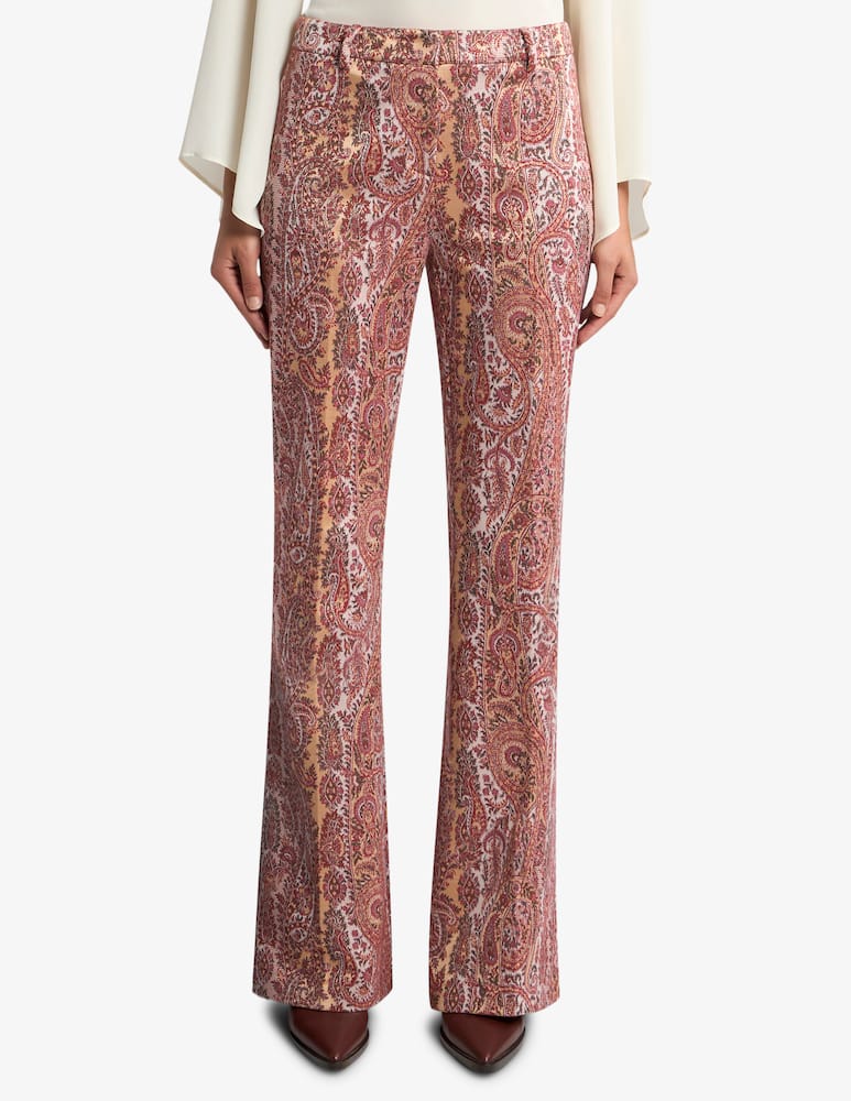 rinascente ETRO Flared cotton-blend jacquard trousers with paisley foliage motif
